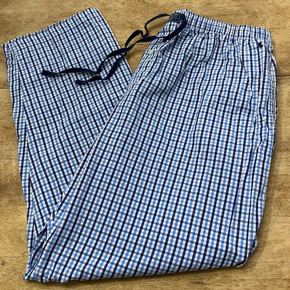 Polo by Ralph Lauren Men’s XL Blue Plaid Cotton Pajama/Lounge Pants‎
